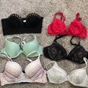Victoria’s Secret Bra Lot lacy, push up 34B 32C